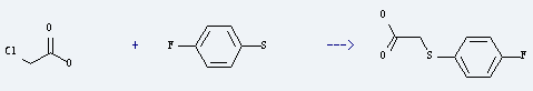Acetic acid,2-[(4-fluorophenyl)thio]- is prepared by reaction of chloroacetic acid with 4-fluoro-thiophenol.